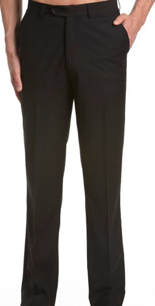 Men’s Dress Pants Trousers Flat front Slacks Black